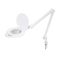 Лупа на струбцине REXANT, круглая, 5D, с подсветкой 96 LED, теплый и холодный свет, белая | код 31-0535 | REXANT