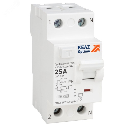 Выключатель дифференциального тока (УЗО) без защиты от сверхтоков 2П 40А 30мА AС 4,5кА OptiDin DM63-2240-AC-4,5-УХЛ4 | код 343889 | КЭАЗ Выключатель дифференциального тока (УЗО) без защиты от сверхтоков 2П 40А 30мА AС 4,5кА OptiDin DM63-2240-AC-4,5-УХЛ4 | код 343889 | КЭАЗ