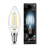 Лампа светодиодная филаментная Black Filament 11Вт свеча 4100К E14 | Код. 103801211 | Gauss