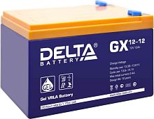 Аккумуляторная батарея GX 12-12, напряжение 12В емкость 12Ач. Устойчива к глубоким разрядам, имеет продолжительный срок службы. Delta | код 4614010170003 | DELTA