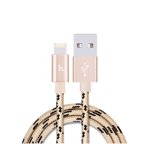 Кабель USB 2.0 hoco X2 текстильная оплетка, AM/Lightning M, золотой, 1м | код 6957531032144 | Hoco