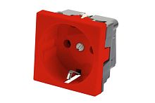 Розетка 2P+E немецкий стандарт 45 x 45 мм, без шторок, красный | код 16V-10-04RD | Eurolan