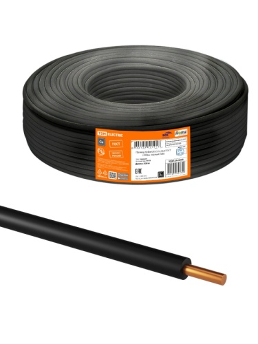 Провод ПуВнг(А)-LS 1х4,0 ГОСТ (на катушке 450м), черный TDM | код SQ0124-0104 | РЭМЗ ТМ