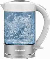 Чайник электрический Hyundai HYK-G9990 1.5л. 2000Вт белый/серебристый корпус: стекло | код 1988387 | HYUNDAI