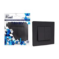 Выключатель 2-кл. СП Pixel 10А IP20 в сборе карбон | код TKE-PX-V2F-C14 | TOKOV ELECTRIC