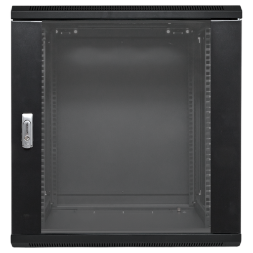 Шкаф настенный 19 TERACOM PRO 12U 600х600 мм дверь стеклянная с замком-ручкой чёрный | код TRP-WLL-1266-40B | EKF