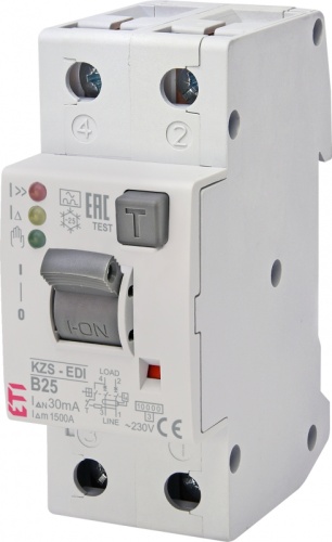 Диффер. автоматический выкл. KZS-2M2p EDI B 25/0,03 тип A (10kA) (нижн. подключ.) | код 002172408 | ETI