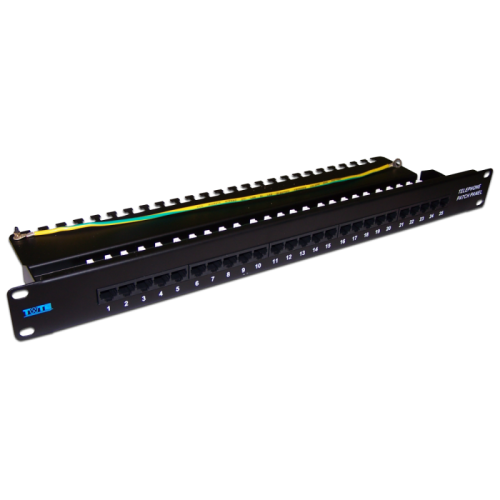 Патч-панель телефонная, 19, 1U, 25 портов RJ-45 | код TWT-PP25TEL45 | TWT