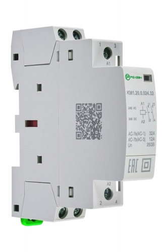 KM1.20.0.024.32 Модульный контактор 2НО контакта 32А (~/= 24В AC/DC) | код KM120002432 | РЕЛЕОН