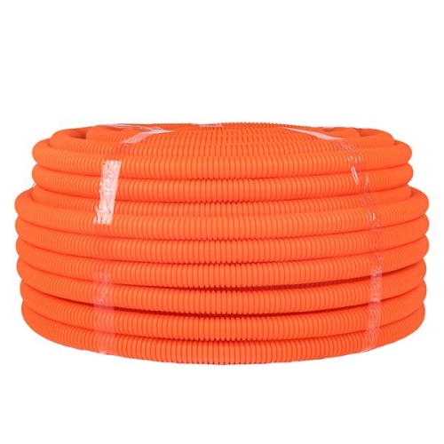 Труба гофр, ПНД тяжелая с протяжкой d25 мм (50 м) оранжевая-Plast | код tpnd-25-to | EKF фото 2