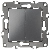 Переключатель двойной, 10АХ-250В, Эра12, графит,12-1106-12 | код Б0019295 | ЭРА