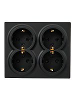 Розетка 4-мест. с заземл. LETO закрытый корпус ПБТ черн. бархат LEZARD 752-4200-127BDP