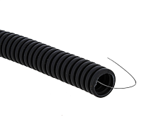 Труба гофр. ПВХ с протяжкой d16 мм (100 м) черная -Plast | код tg-z-16-100-black | EKF