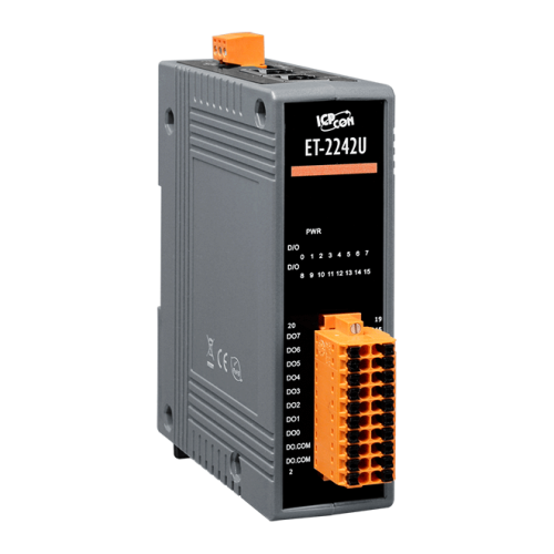 ET-2242U CR Ethernet I/O Module with 2-port Ethernet Switch, 16-ch Sink-/Source-type Digital Output (RoHS) | код 00-06119478 | ICP DAS