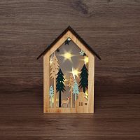 Деревянная фигурка с подсветкой Домик в лесу 19х6х26 см | код 504-024 | NEON-NIGHT