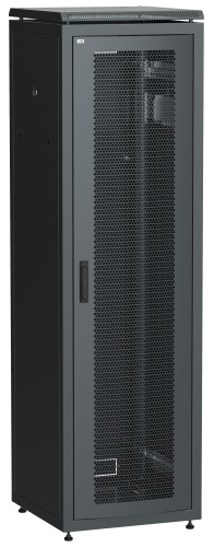 ITK Шкаф сетевой напольный 19" LINEA N 42U 600х800мм перфорированная передняя дверь черный | код LN05-42U68-P | IEK