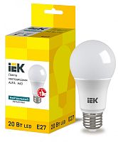 Лампа LED ALFA A60 груша 20Вт 230В 4000К E27 IEK | код LLA-A60-20-230-40-E27 | IEK