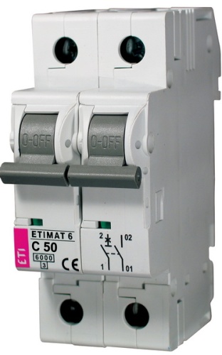 Автоматический выключатель ETIMAT 6 1p+N С 50А (6 kA) | код 002142521 | ETI