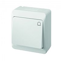 HERMES - Выключатель кнопочный с пиктограммой звонок, 10A/250V, IP44, белый | код 0337-02 | Elektro-plast Nasielsk