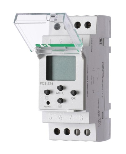 Реле времени PCZ-524 (1 канал; астрономическое; 24-264В AC/DC 16А 1перекл. контакт IP20) F&F EA02.002.004