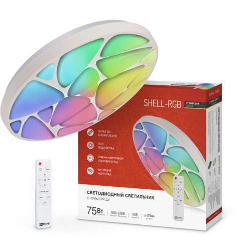 Светильник светодиодный COMFORT SHELL-RGB 75Вт 230В 3000-6500K 6000Лм 495x85мм с пультом дистанционного управления IN HOME | код 4690612044651 | IN HOME