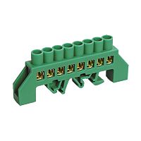 Шина PE ''земля'' в комбинированном зеленом изоляторе на DIN-рейку 6x9 мм 8 групп, REXANT | код 11-2307 | REXANT