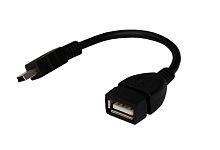 USB кабель OTG mini USB на USB шнур 0.15 м черный REXANT | код 18-1181 | REXANT