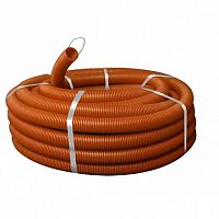 Труба ПНД гибкая гофр. д.16мм, тяжёлая без протяжки, 100м, цвет оранжевый (упак. 100м) | код. 70516 | DKC