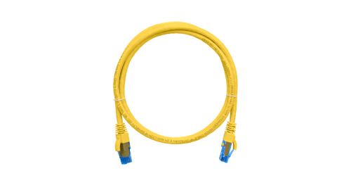 Коммутационный шнур NIKOMAX U/UTP 4 пары, Кат.6 (Класс E), 250МГц, 2хRJ45/8P8C, T568B, заливной, с защитой защелки, многожильный, BC (чистая медь), 24AWG (7х0,205мм), LSZH нг(А)-HFLTx, желтый, 1,5м | код NMC-PC4UE55B-015-C-YL | NIKOMAX Сери
