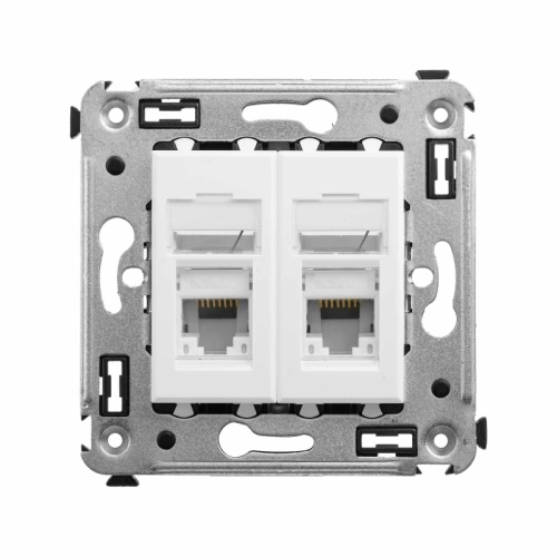 Компьютерная розетка RJ-45 в стену, кат.6A двойная, Avanti, Белое облако | код 4400374 | DKC