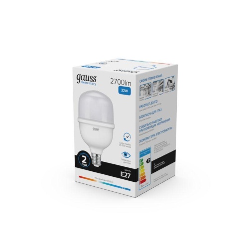 Лампа светодиодная Elementary 32Вт T100 цилиндр 6500К холод. бел. E27 2700лм GAUSS 63233 фото 6