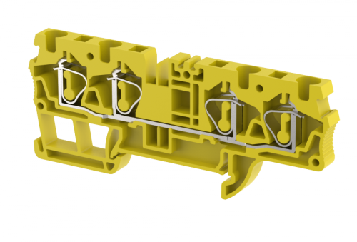 Клемма проходная пружинная 4 мм2 на 4 подключения, желтая SQ4-2X2-YELLOW | код 2103060004 | Elmex