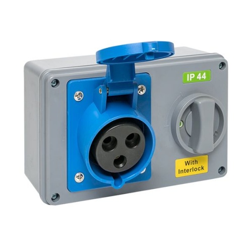 Розетка с блокировкой и выключателем 1423 2Р+РЕ 32А 220В IP44 | код ps-1423-32-220 | EKF фото 5