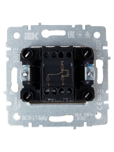 BRITE Выключ. 1-кл. прох. с инд. 10А ВС10-1-7-БрКр беж. IEK | код BR-V12-1-10-K10 | IEK фото 4