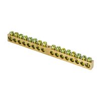 Шина PEN "ноль-земля" (8х12мм) 16 отверстий латунь крепеж по центру PROxima | код sn0-125-16-c | EKF