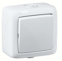 Выключатель одноклавишный наружный белый IP44 10А | код ВА10-211 | HEGEL