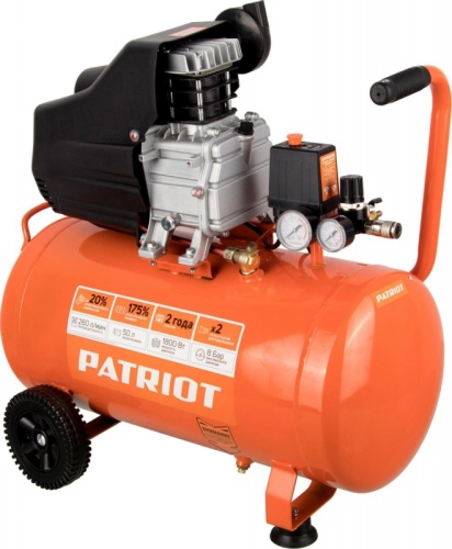 Компрессор поршневой Patriot EURO 50/260 масляный 260л/мин 50л 1800Вт оранжевый | код 484247 | PATRIOT