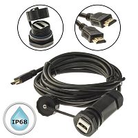 Разъём герметичный SZC M25HDMIZ1-2.0G-2M, 18 Гб/с | код 107921 | SZC