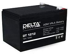 Аккумуляторная батарея DT 1212, напряжение 12В емкость 12Ач. Предназначена для охранно-пожарных систем и СКУД. Delta | код 1634757 | DELTA