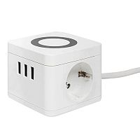 Удлинитель "Куб" 2 гнезда 3USB 2.4А+зарядное устройство 1.3 метра 1кв.мм | код. UBA-CUB-3-WC | EKF