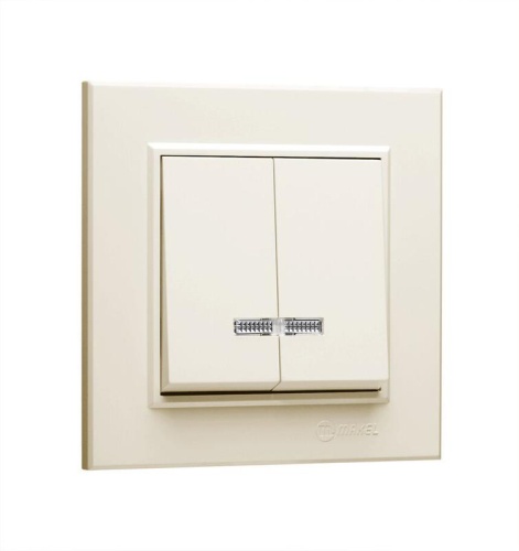 Выключатель 2-кл. СП Karea 10А IP20 с подсветкой крем. Makel 56010023 Выключатель 2-кл. СП Karea 10А IP20 с подсветкой крем. Makel 56010023