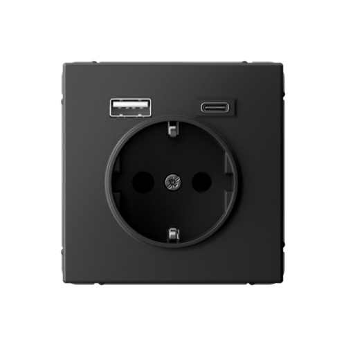 ARTGALLERY РОЗЕТКА 16А с 2 USB A+C, 5В/2,4А/3,0А, 2х5В/1,5А, механизм, БАЗАЛЬТ | код GAL001432 | Systeme Electric