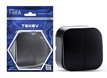 Выключатель 2-кл. ОП Frea 10А IP20 250В АБС-пластик карбон | код TKE-FR-V2-C14 | TOKOV ELECTRIC