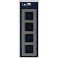 Рамка для розеток и выключателей Elegance 14-5204-16 на 4 поста, металл, титан | код Б0065845 | ЭРА