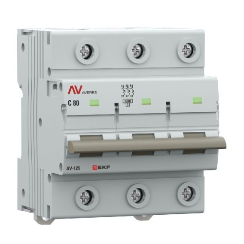 Выключатель автоматический 3п D 80А 10кА AV-125 AVERES | код mcb125-3-80D-av | EKF фото 4