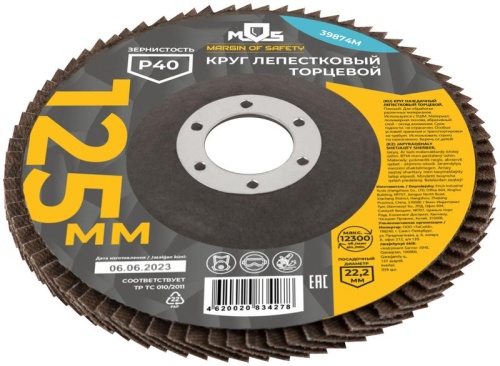 Круг лепестковый торцевой плоский 125 мм P 40 | код 39874М | FIT фото 2 Круг лепестковый торцевой плоский 125 мм P 40 | код 39874М | FIT фото 2