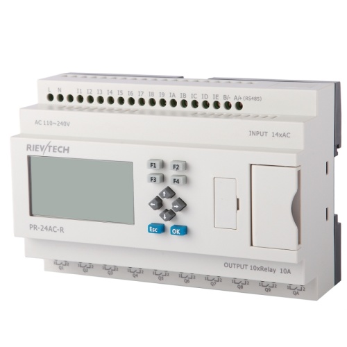 Программируемый логический контроллер PR-24AC-R, 110_240VAC, 14DI, 10RO, RTC, RS232, RS485, ЖКИ | код PR-24AC-R | Rievtech