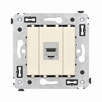 Компьютерная розетка RJ-45 без шторки в стену, кат.6A одинарная экранированная, Avanti, Ванильная дымка | код 4405773 | DKC