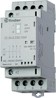 Контактор модульный 4NO 25А AgSnO2 230В AC/DC 35мм IP20 опции: мех. индикатор + LED | код 223402304320 | FINDER