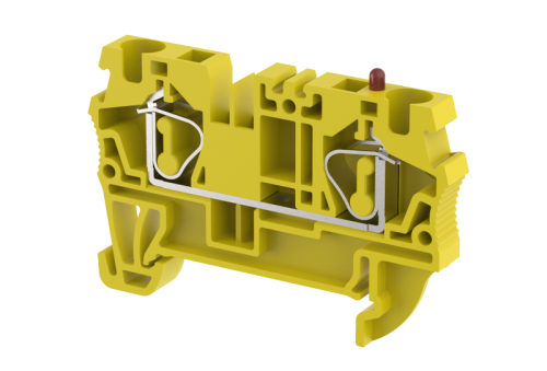 Клемма проходная пружинная 4 мм2, на 2 подключения, желтая SQ4-YELLOW | код 2103010004 | Elmex